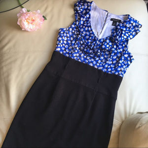 WHBM ruffle collar polka dot midi dress - size 2